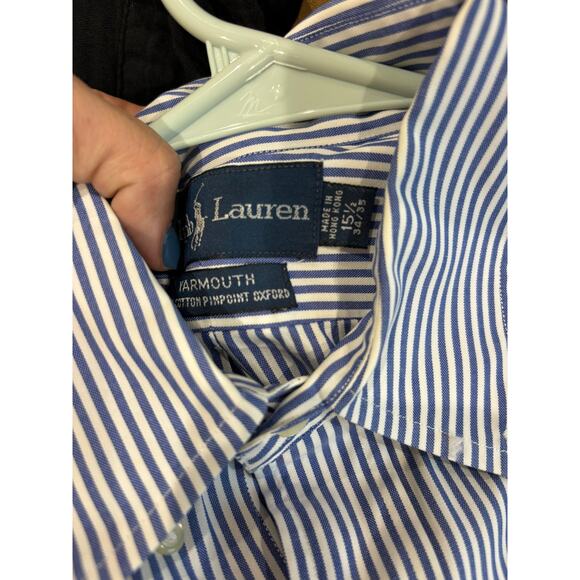 Ralph Lauren Yarmouth 100% Cotton Pinpoint Oxford Button Down Striped Shirt - Picture 5 of 5